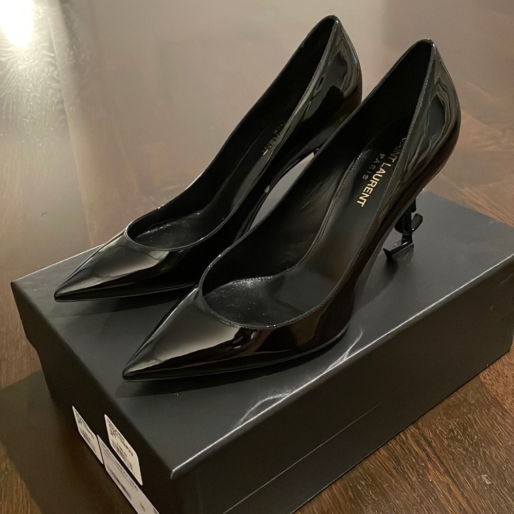 Saint Laurent Black Patent Opyum 85MM YSL Pumps heels size 38